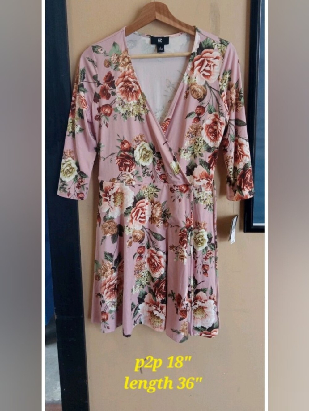 Iz Byer Pink Floral Wrap Midi Dress
